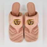 Gucci Marmont Double G Chevron GG Logo Pink Thong Mule Sandals Size EU 40.5 Photo 3