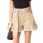 Cinq à Sept Cinq a Sept Braxton twill high-waist belted ruffled khaki shorts size 4 small Photo 12