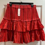 Sundry NWT  Mini Shirred Ruffle Skirt Red Size 3 Large Photo 1