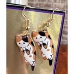 Calico Cat Earrings New Small Kitty Lover Dangle Hooks Christmas Birthda… Photo 2