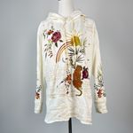 Johnny Was NWOT  Embroidered Floral French Terry Raw Hoodie Sweatshirt Sz S Cream Photo 1