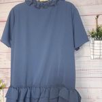 Umgee  Dusty Blue Ruffle Hem Boutique Blouse | Women’s Large Photo 2