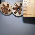 Vintage Leather Woven Plastic‎ Button Earrings Brown Photo 3