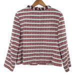 Talbots Pink/White/Black Stripe Cotton Fringed Zip Jacket Blazer Size 16P 16 Photo 3