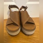 Timberland NEW BROWN LEATHER COMFORT WEDGE PLATFORM SANDALS SIZE 7 Photo 5