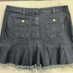 Michael Kors  size 16 dk blue denim flounce‎ skirt with ruffle frayed hem $98 Photo 0