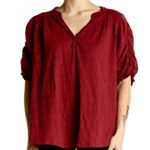 Free People  ruched sleeve top, womens oversize xs short sleeve peasant blouse Photo 11