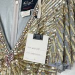 Mac Duggal 5538 Embellished V-Neck Butterfly Sleeve Column Platinum Gown, Size 4 Photo 6