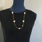 Boutique Gold Necklace With Pearl Hearts Photo 2