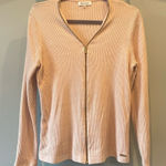Pale pink Calvin Klein sweater cardigan gold stylish zip front large Photo 0