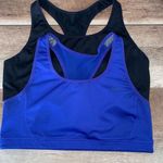 Nike  Womens Dri-Fit‎ Scoop Neck Racerback Sports Bra Set of 2 Blue Black Large Photo 0