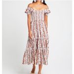 O.P.T Daphne Smocked Puff Sleeve Tiered Floral Midi Dress Size XS Cottagecore White Photo 3