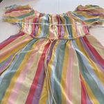 Torrid Pastel Stripes M Challis Off Shoulder Midi Dress Size 2X Pockets Tassels Photo 10