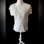 Rails  White Black Polka Dot V Neck Ruffle Sleeve Tie Waist Peplum Top XS Photo 1