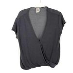 We The Free  Free People Minimalist Wrap‎ Top Size XS Gray Deep V Neck Capsule Photo 1