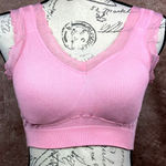 Rhonda Shear Ribbed Knit Lace Trim Leisure Bra Photo 0