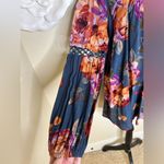 ODDY Green/Blue Floral Print Swing Style Crochet Lace Top Size Small Green Photo 5