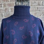 Tricots St. Raphael Vtg 80's Turtleneck Sweater Sz M? Paisley Navy Pure N… Photo 1