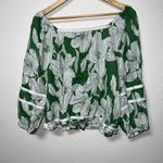 Tahari  Green and White Boxy 3/4‎ Sleeve Blouse Photo 1