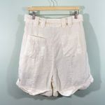 Farm Rio  Women White 100% Linen Folded Hem High Waisted Shorts Size L Photo 8