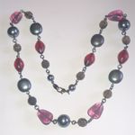 Dark Metal Gunmetal Gray Red Purple Beaded Boho Necklace Photo 3