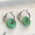 Jade Earrings, Dangle Jade Earrings, Knotted Hoop Earrings Green Photo 2