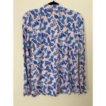 Lilly Pulitzer  EUC Dog Print Pink Blue Long Sleeve Button Down Pajama PJ Shirt S Photo 5