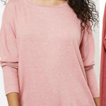 Loft ANN TAYLOR Long Sleeve Drawstring Hem Top Pink Fuzzy Knit Cinched Bottom M Photo 0