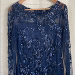 Patra Midnight Blue Long Sleeve sheer & sequin dress size 14 Photo 1