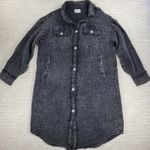 Oli & Hali Gauze Shirt Dress Medium Charcoal Gray Lagenlook Oversized Buttons Photo 2