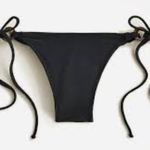 J.Crew O-Ring Curved-Waist Cheeky String Bikini Bottom in Black Sz XXL NEW Photo 0