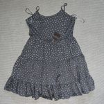 Hem & Thread Tiered ‘Denim Blue’ White Floral Cut Out Back Mini Dress  Sm Cotton Photo 1