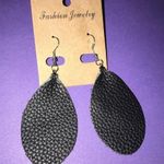 Brand New Black Teardrop Earrings Faux Leather 🎁 Photo 0