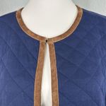 Vineyard Vines Women's Quilted Knit Jacket Suede Leather Trim Blue Size M Photo 3