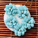 J.Crew  Blue Flower & Rhinestone Statement Necklace 21.5” Photo 3