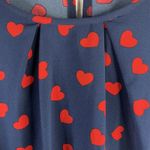 And The Why Size M Blouse Navy Red Hearts Long Double Bell Sleeve Top Valentine Photo 4