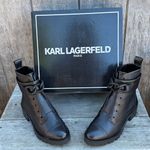 Karl Lagerfeld  PARIS Womens Black Rhinestone Chained Strap Almond Toe Boots 6.5 Photo 0