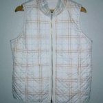 Chico's  2 L Reversible Quilted Zip Front Vest in White and Gold Peach Plaid Photo 0