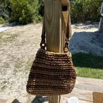 Medium Everyday Straw Woven Summer Shoulder Purse Handbag Coco Brown Photo 1