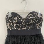 Bebe  Isis Lace Feather Strapless Bustier Cocktail Black Mini Dress Photo 4