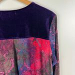 Calessa Velvet Embroidered Tunic Top Sz PL Multicolor Boho Artsy Festival Royal Purple Photo 2