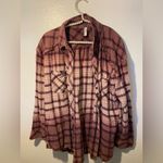 Free People  Ruby Button Down Oversized ombré/dip-dye flannel size large Photo 1