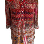 Figueroa &‎ Flower Sheer Popover Tunic Multi Print Boho Hippie Granola Photo 0