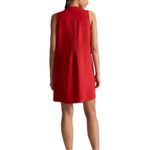 Quince  Red Wild Cherry Organic Cotton Gauze Sleeveless Swing Dress Sz.M Photo 2