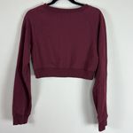 Kittenish Cropped Crewneck Sweatshirt in Burgundy & Gold Size Large Photo 4