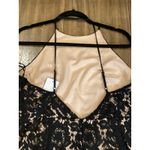ASTR  lace open back mini cocktail halter mini dress black nude scalloped hem L Photo 10