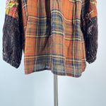 Johnny Was NWOT  Silk Velvet Cotton Plaid Embroidered Floral Shirt Blouse S Photo 6