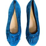 Talbots teal suede fringe studded kitten heel flats slip on size 7.5 Photo 2