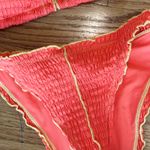 SheIn Bright Orange Bikini Yellow Trim Triangle Cheeky L Photo 7