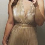 Elegant Champagne Halter Jumpsuit Tan Photo 3